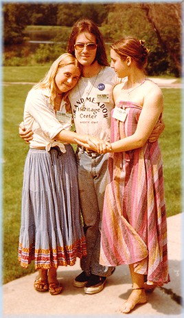 kathryn, brian and lane, on the path.  Common Ground, 1981.  photo courtesy of and copyright 1981 brian oelberg